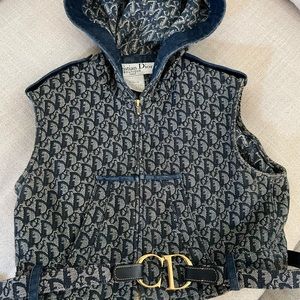 Christian Dior Denim Belted Crop Top with Hood